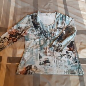 Multi coloured empire waist top